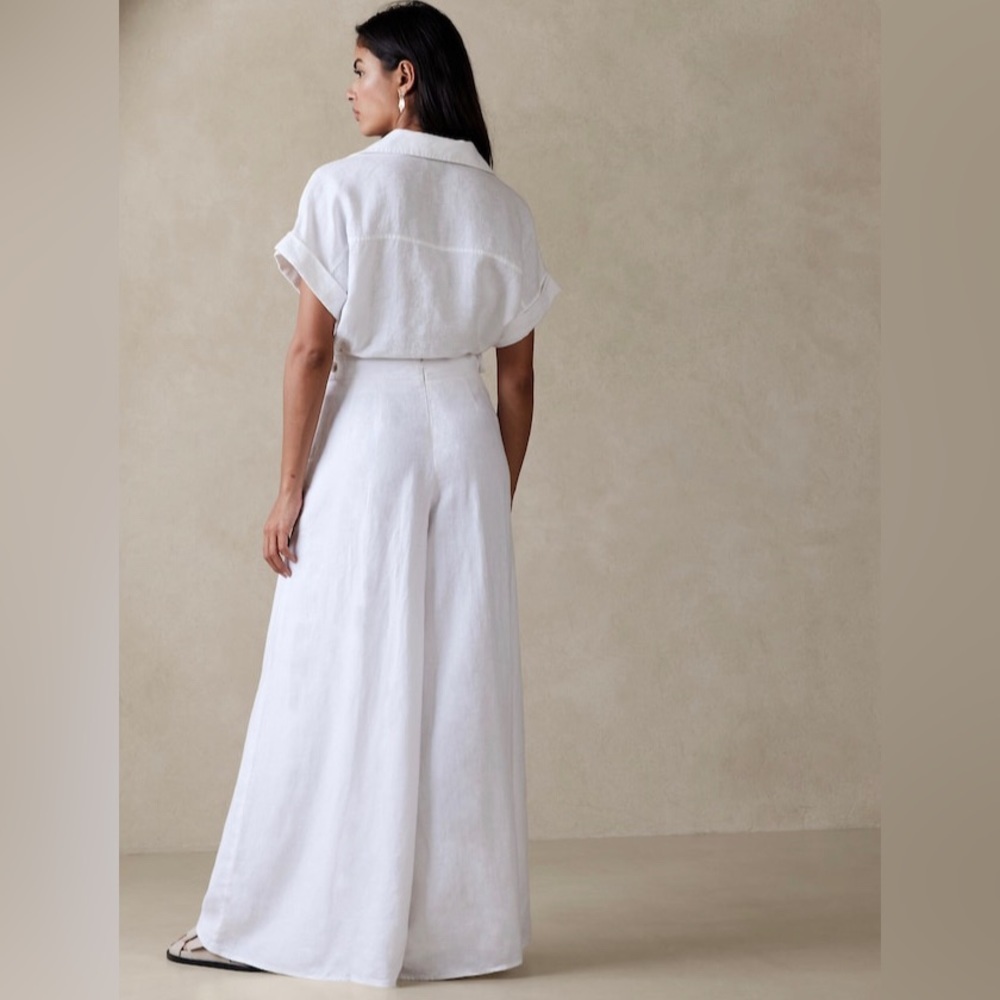 NEW! Banana Republic White Minna Wide-Leg Linen Pant - Size 6 - Picture 3 of 5